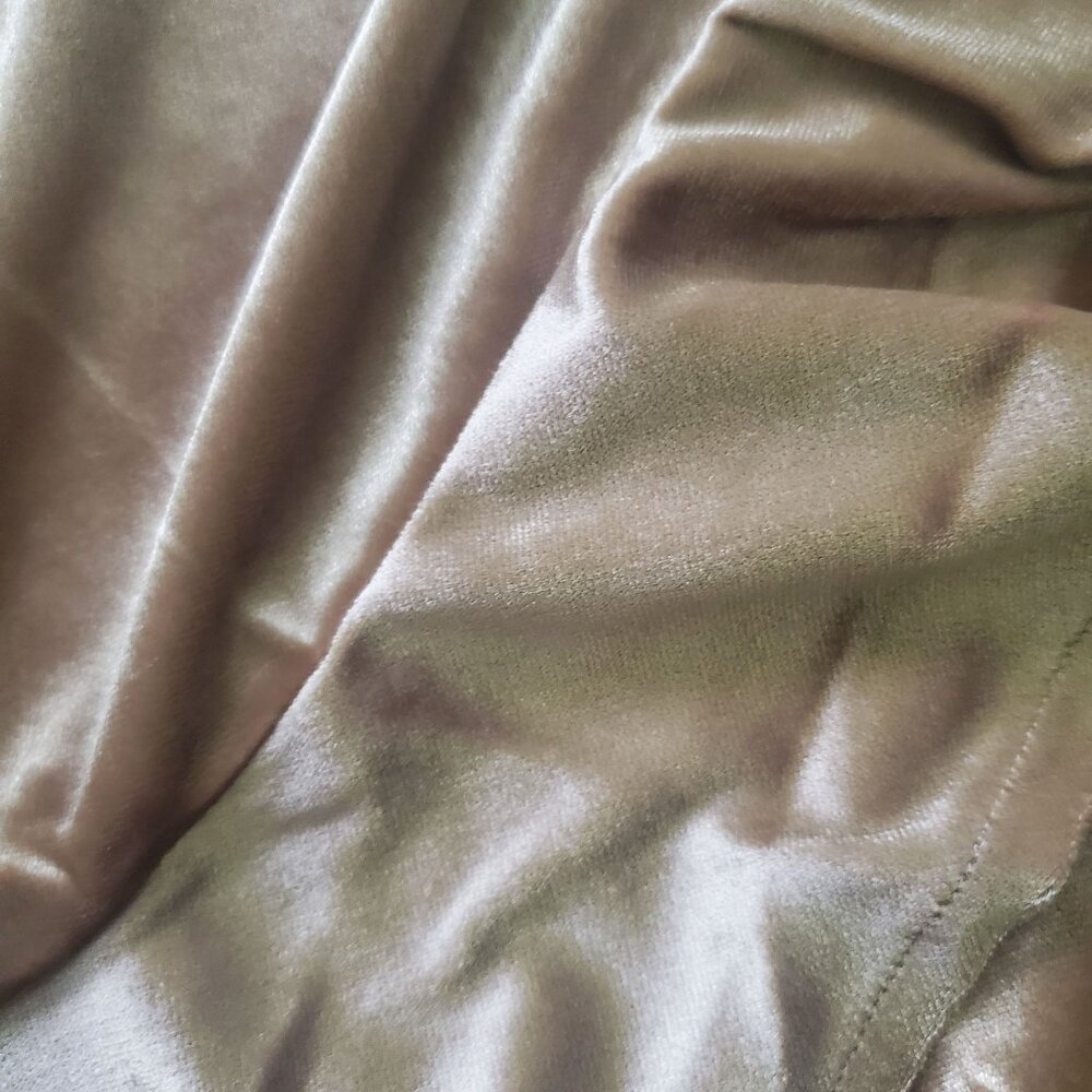Bb Dakota women mini dress Size Large sleeveless Pale Gold Wrap Ruffle Velvet - Picture 15 of 16
